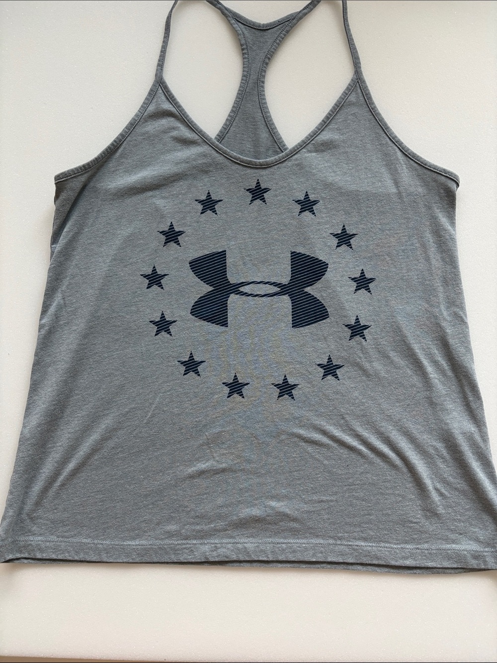 Under Armour Gray Racerback Tank with Navy Star Logo